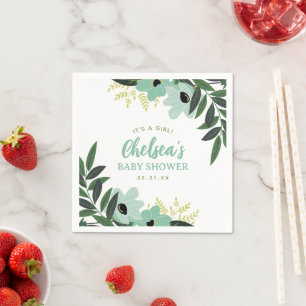 Tropical Floral Personalised Baby Shower Napkin