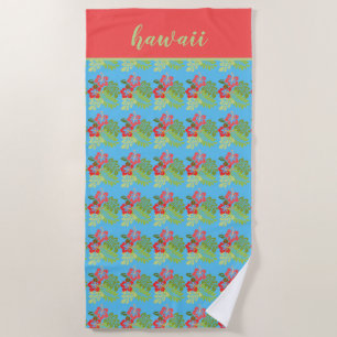 Tropical Floral Personalised Beach Towel
