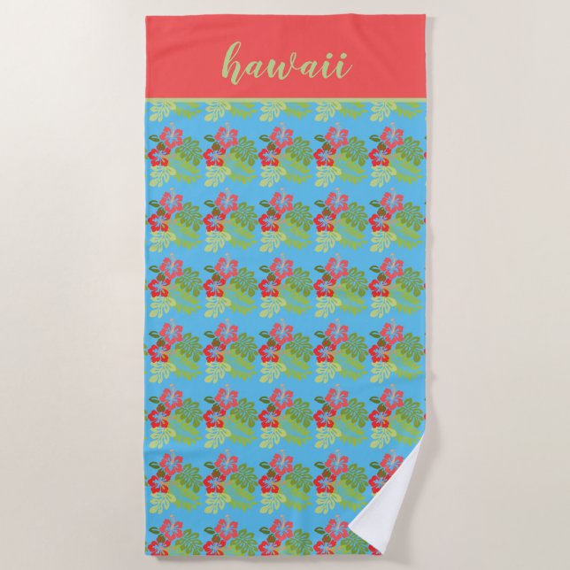 Tropical Floral Personalised Beach Towel (Front)