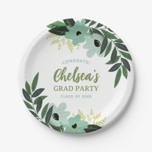 Tropical Floral Personalised Grad Party Paper Plate