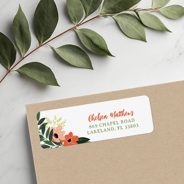 Tropical Floral Personalised Return Address Label (Creator Uploaded)