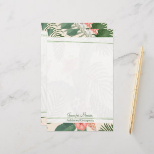 Tropical floral personalised stationery