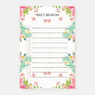 Tropical Floral Personalised To Do Post-it Notes