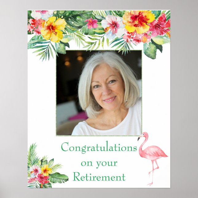 Tropical Floral Photo Retirement Poster (Front)