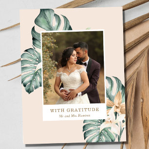 Tropical Floral Photo Wedding Thank You  Postcard