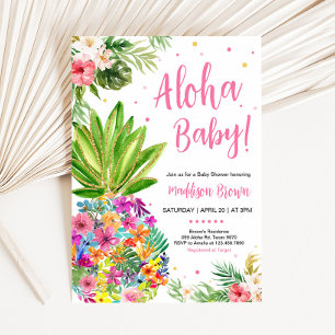 Tropical Floral Pineapple Baby Shower Invitation