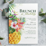 Tropical Floral Pineapple Brunch & Bubbly  Invitation<br><div class="desc">Personalise this awesome Tropical Floral Pineapple Brunch & Bubbly Invitation with your details easily and quickly.
This beautiful invitation features the gorgeous colours of pineapple and colourful tropical flowers.</div>