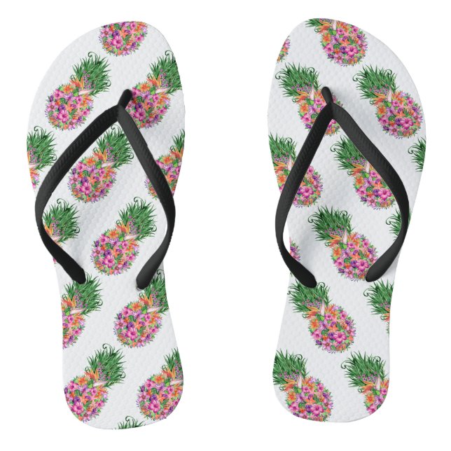 Tropical Floral Pineapple Watercolor Thongs (Footbed)