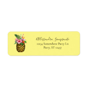 Tropical Floral & Pineapple Yellow 2 Return Addres Address Label