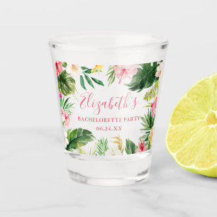 Tropical Floral Pink Bachelorette Party Shot Glass