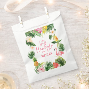 tropical floral pink yellow flamingo stylish favour bag