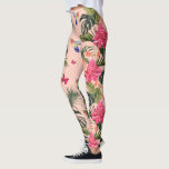 Tropical Floral Print, Hummingbirds, Butterflies Leggings<br><div class="desc">Step out in style with these absolutely stunning leggings featuring a tropical floral design highlighted by hummingbirds and butterflies set against a coral coloured background.  Perfect for a tropical beach vacation or everyday fun wear.</div>