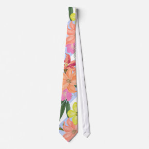 Tropical Floral Print Necktie