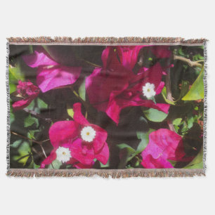 Tropical Floral Print, Retro Mood Throw Blanket