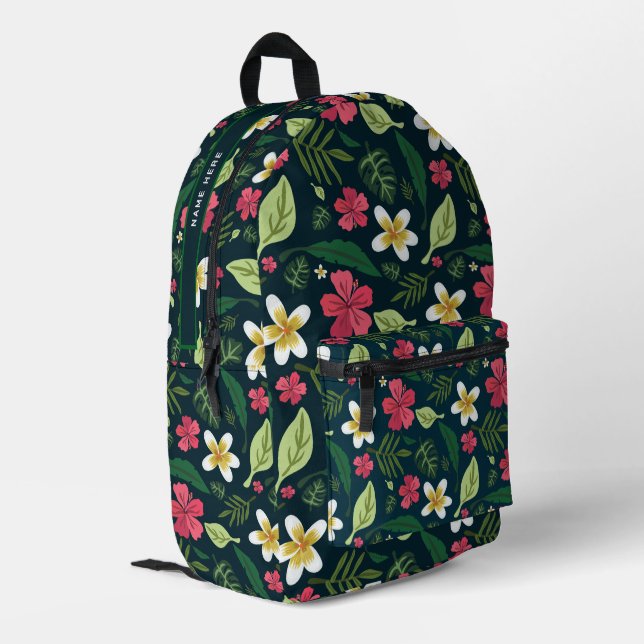 Tropical Floral Printed Backpack (Back Corner Left)