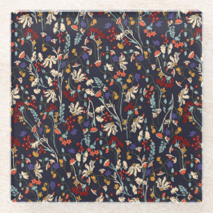Tropical Floral: Random Botanical Vintage. Glass Coaster