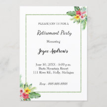 Tropical Floral Retirement Party Invitation