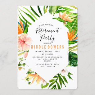 Tropical Floral Retirement Party Invitation