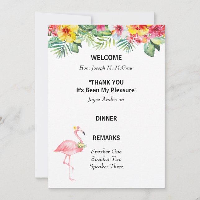 Tropical Floral Retirement Party Program (Back)