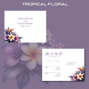 Tropical Floral-RSVP-Wedding- Postcard