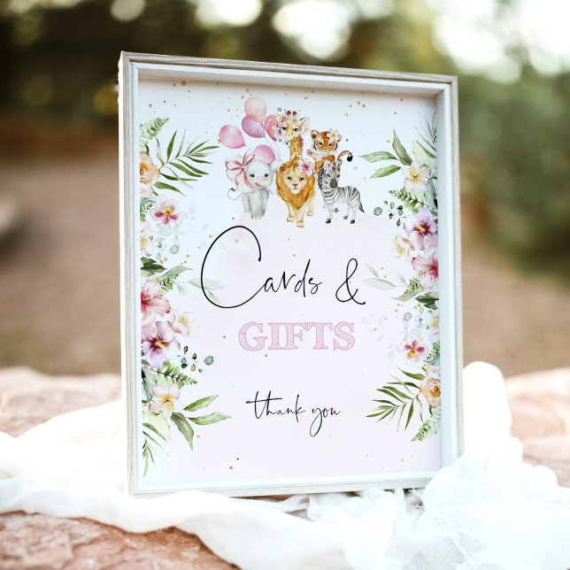 Tropical floral safari animals Cards and Gifts Poster (Creator Uploaded)