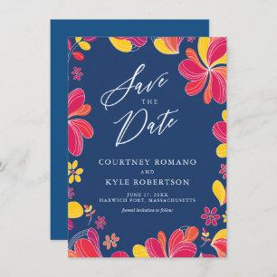 Tropical Floral Save The Date Card