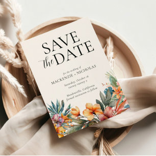 Tropical Floral Save the Date Invitation