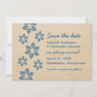 Tropical Floral Save the Date Invite, Blue Invitation