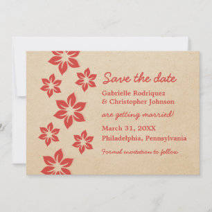Tropical Floral Save the Date Invite, Red