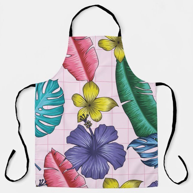 Tropical floral: seamless leaves pattern apron (Front)