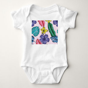 Tropical floral: seamless leaves pattern baby bodysuit