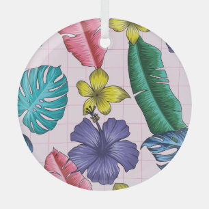 Tropical floral: seamless leaves pattern glass tree decoration