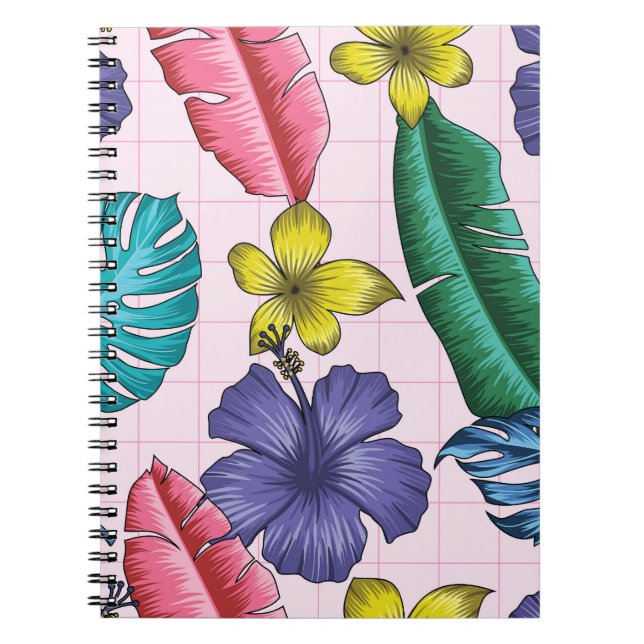 Tropical floral: seamless leaves pattern notebook (Front)