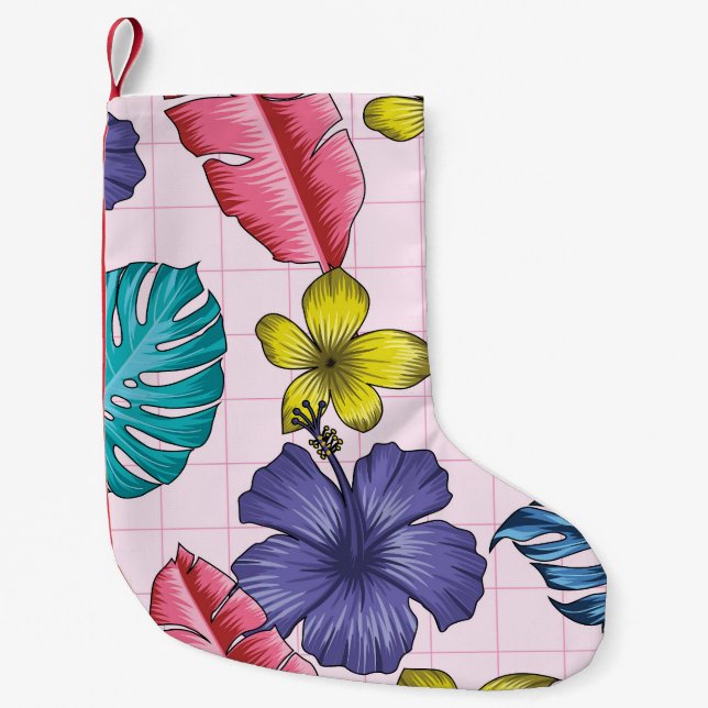 Tropical floral: seamless leaves pattern small christmas stocking (Front)