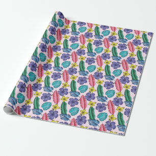 Tropical floral: seamless leaves pattern wrapping paper