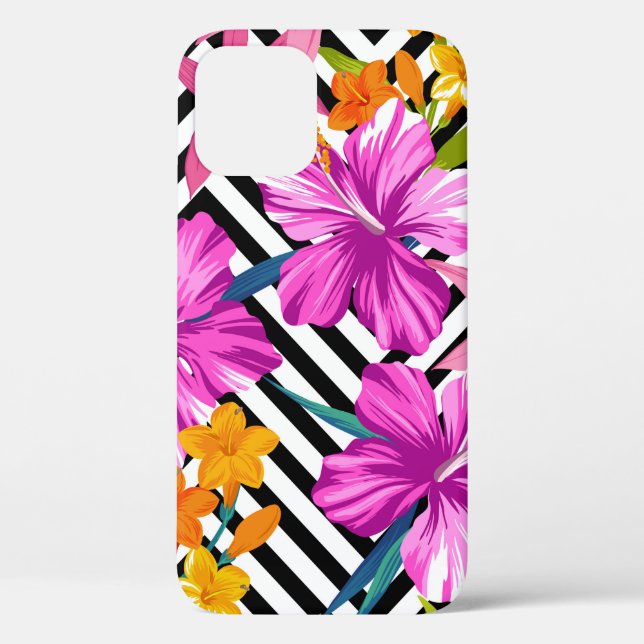 Tropical floral seamless pattern. Hibiscus and pal Case-Mate iPhone Case (Back)