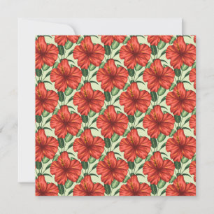 Tropical floral seamless pattern red flowers card