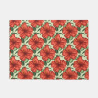 Tropical floral seamless pattern red flowers