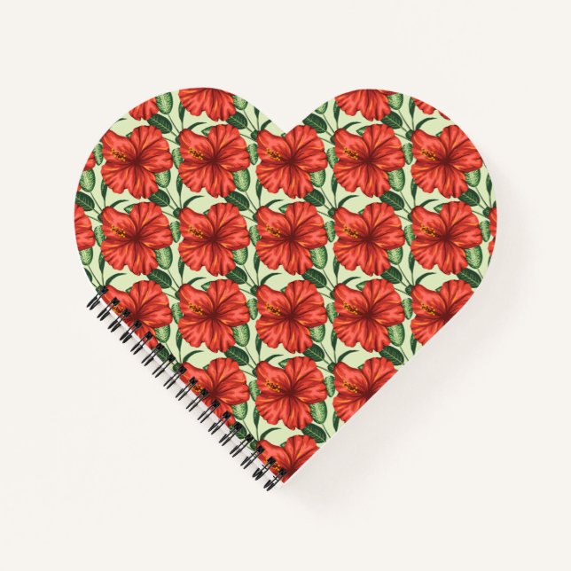 Tropical floral seamless pattern red flowers notebook (Front)