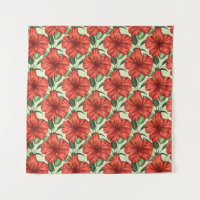 Tropical floral seamless pattern red flowers