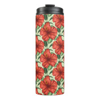Tropical floral seamless pattern red flowers