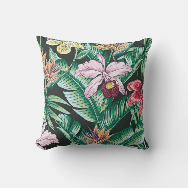 Tropical floral seamless pattern with exotic flowe cushion (Front)