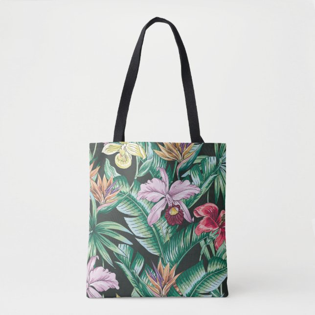 Tropical floral seamless pattern with exotic flowe tote bag (Front)