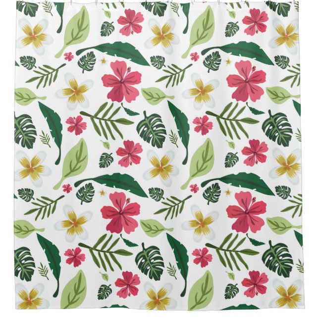 Tropical Floral Shower Curtain (Front)