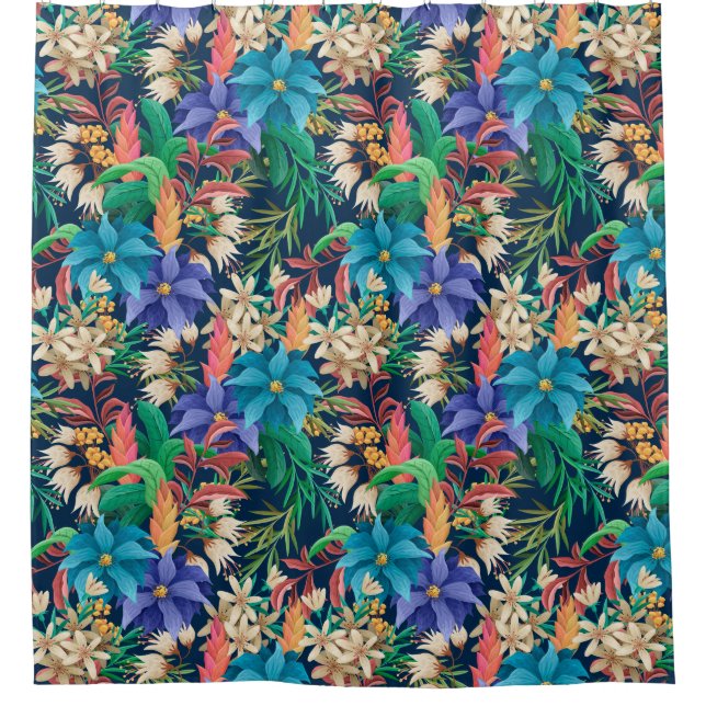 Tropical Floral Shower Curtain (Front)