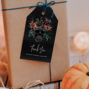 Tropical Floral Skull Halloween Bridal Shower Gift Tags