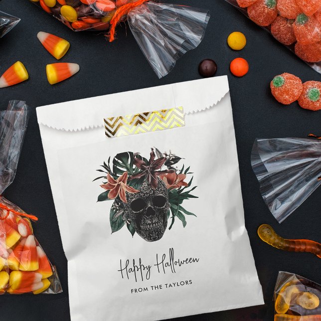Tropical Floral Skull Halloween Favour Bag (Creator Uploaded)
