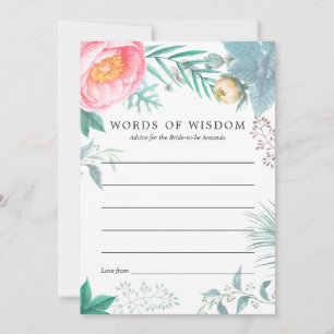Tropical Floral Summer Bridal Shower Advice Card