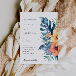 Tropical Floral Summer Watercolor Wedding Invitation