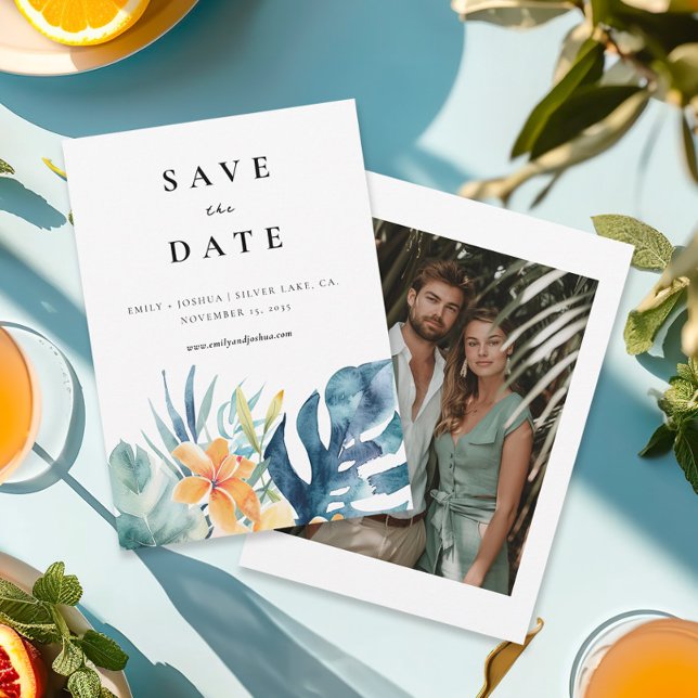 Tropical Floral Summer Watercolor Wedding Save The Date (Creator Uploaded)